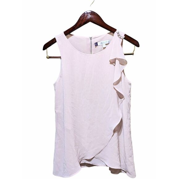 Jennifer Lopez Women's Blush Pink Asymmetric Sleeveless Flowy Top - XS - Picture 1 of 3